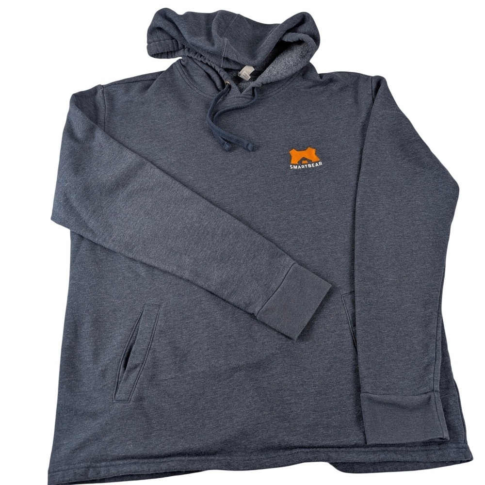 Next Level Apparel Smartbear Pullover Hoodie Mens Size L Blue Graphic Sweatshirt